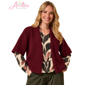 FOS gilet Lia teddy 7923 wijnrood FOS gilet Lia teddy 7923 wijnrood
